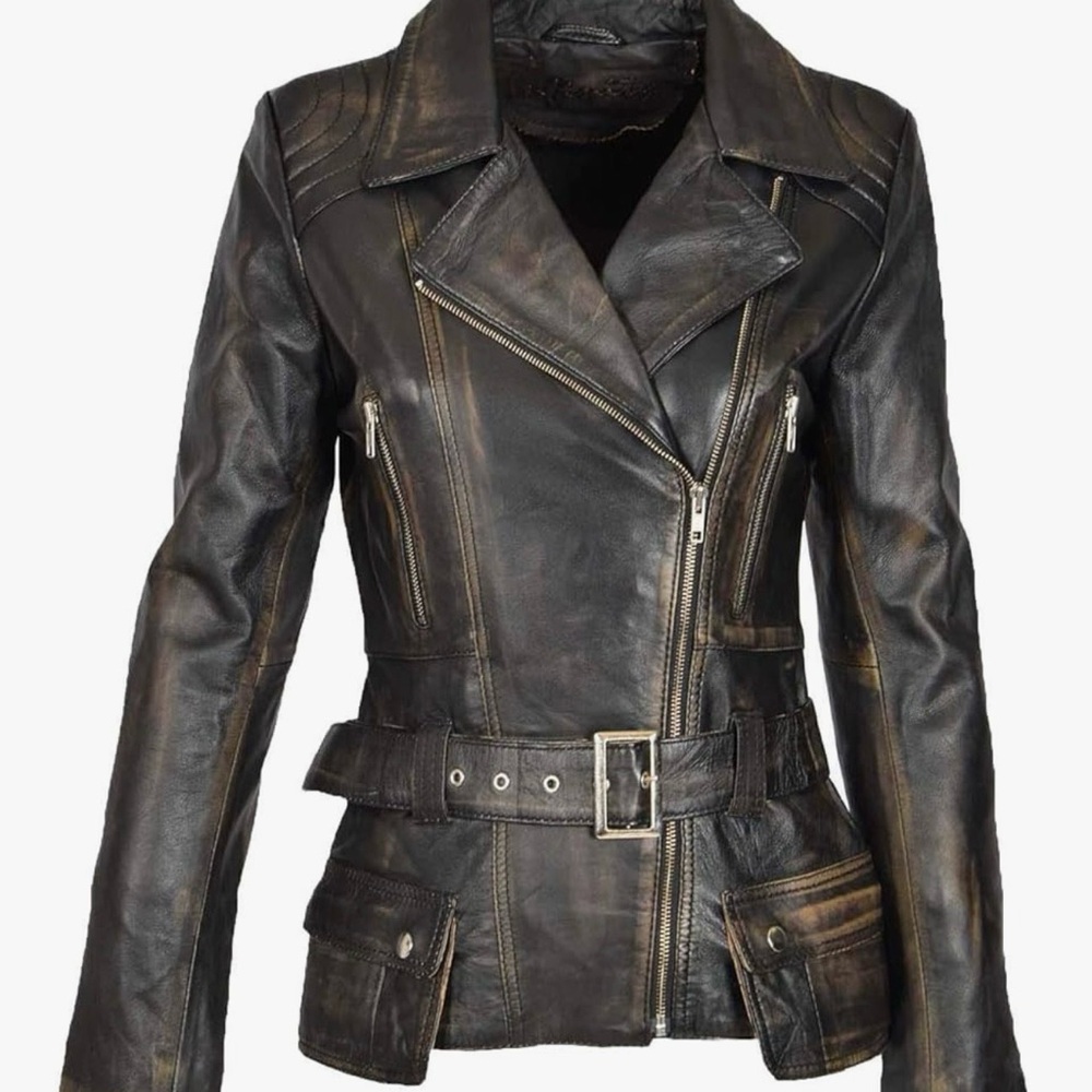 Women's Victoria Genuine Black Leather Jacket NWT